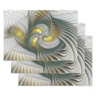 Nobly Golden Teal Abstract Fantasy Fractal Art  Sheets