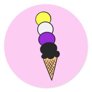 Non-Binary Ice Cream Cone (LGBTQ+ Ice Creams Pride Classic Round Sticker