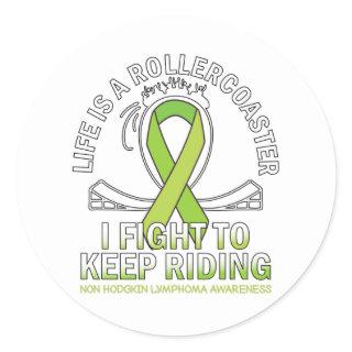 Non hodgkin lymphoma cancer awareness lime ribbon classic round sticker