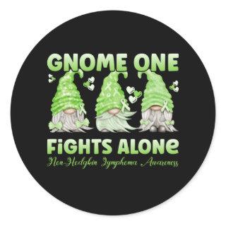 Non Hodgkin Lymphoma Cancer Lime Ribbon Gnome Classic Round Sticker