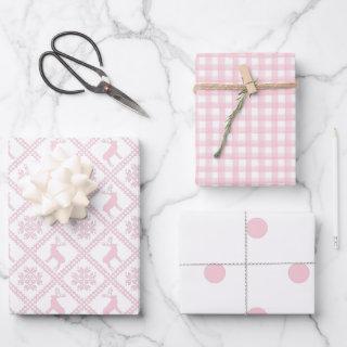 Nordic Polka Dots Plaid Baby Pink Christmas  Sheets