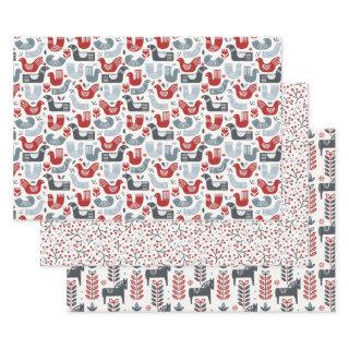 Nordic Red and Blue Winter Pattern  Sheets