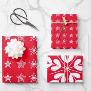 Nordic style Christmas stars in white on red  Sheets