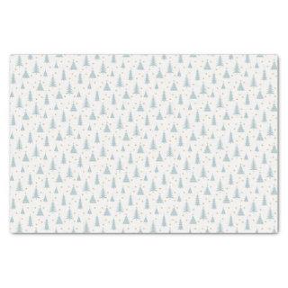 Nordic Teal Christmas Trees White Tissue Paper