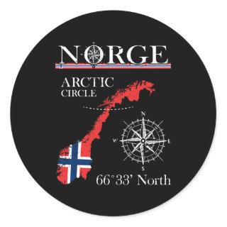 Norge Arctic Circle Polar North Norway Norwegian F Classic Round Sticker