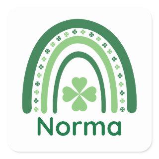 Norma Name Clover Boho Rainbow Square Sticker
