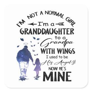 Normal Girl Granddaughter Grandpa With Wings Angel Square Sticker