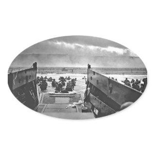 Normandy Invasion at D-Day - 1944 Oval Sticker