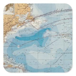 North Atlantic Ocean Map Square Sticker
