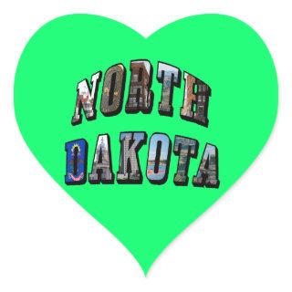 North Dakota Picture Text Heart Sticker