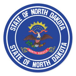 North Dakota Round Emblem Classic Round Sticker