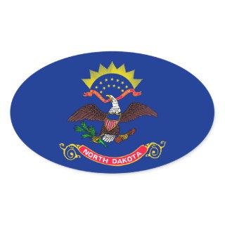 North Dakota State Flag Design Oval Sticker