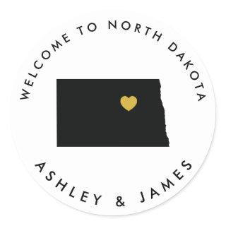 North Dakota Wedding Welcome Sticker Tag Gold