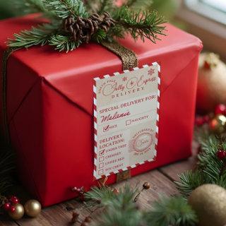North Pole Express Train Delivery Service Package  Rectangular Sticker