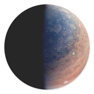 North pole of Jupiter image from Juno Classic Round Sticker