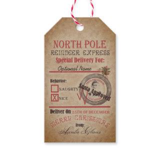 North Pole Reindeer Express Naughty or Nice Santa Gift Tags