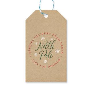 North Pole Special Delivery Kraft Brown Custom Gift Tags