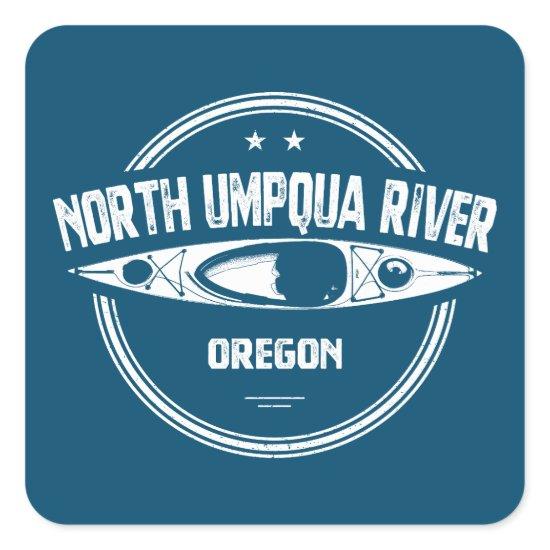 North Umpqua River Oregon Kayak Square Sticker