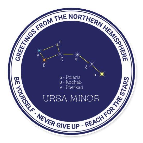 Northern Hemisphere Constellation Ursa Minor Classic Round Sticker