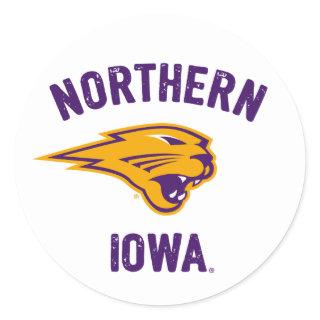 Northern Iowa Distressed Classic Round Sticker