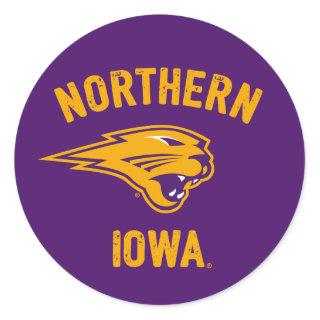 Northern Iowa Distressed Classic Round Sticker