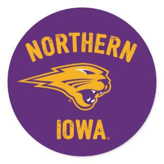 Northern Iowa Distressed Classic Round Sticker