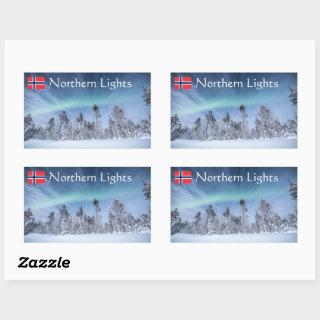 Northern Lights Forest Rectangular Sticker