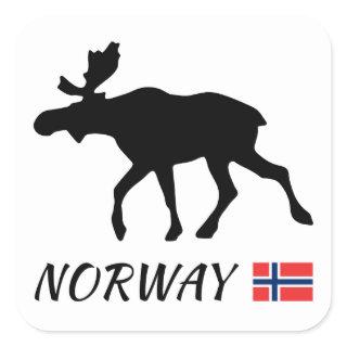 Norway Elk and Flag Square Sticker