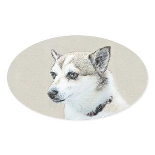 Norwegian Lundehund Painting - Original Dog Art Oval Sticker