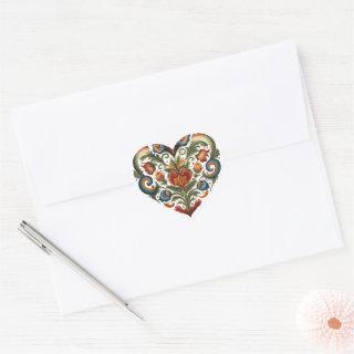 Norwegian Rosemaling Folk Art Heart Heart Sticker