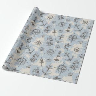 Nostalgic nautical themed blue pattern