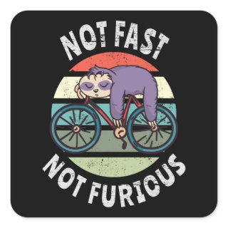 Not Fast Not Furious lazy sloth sleeping bicycle Square Sticker