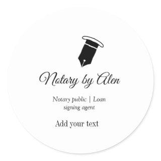 Notary public Loan signing agent add name address  Classic Round Sticker