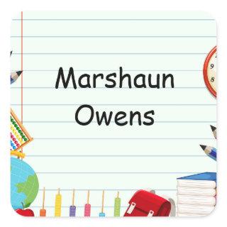 Notebook Paper School Supply Theme Square Sticker