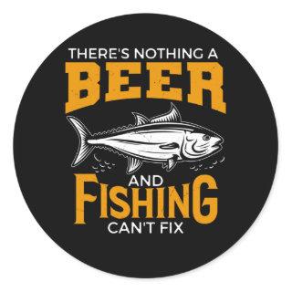 Nothing Beer Fishing Can't Fix Angel Beer Lover Classic Round Sticker