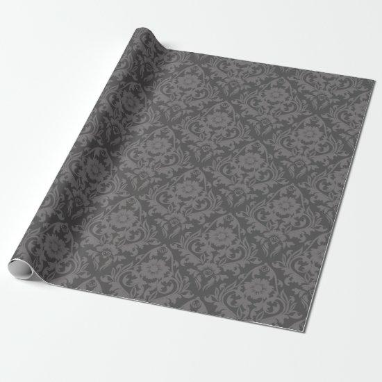 Nouveau Damask in Charcoal and Dove Gray