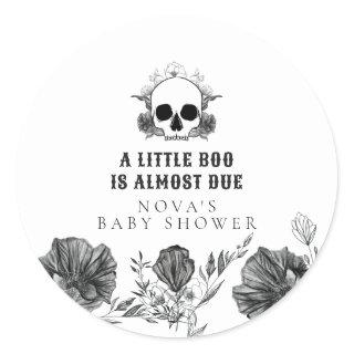 NOVA Gothic Skull Little Boo Halloween Baby Shower Classic Round Sticker