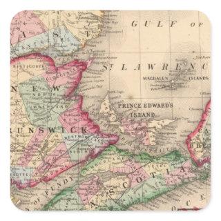 Nova Scotia, New Brunswick, Map by Mitchell Square Sticker