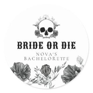 NOVA Skull Bride or Die Til Death Bachelorette Classic Round Sticker