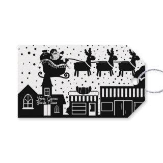 Novelty Humorous Santa and Reindeer Over the House Gift Tags