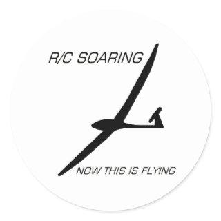 NOW THIS IS FLYING ... Black Glider Classic Round Sticker