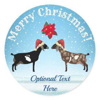 Nubian Dairy Goat Christmas in the snow Classic Round Sticker