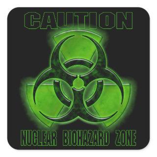 Nuclear Biohazard Caution Sign Square Sticker