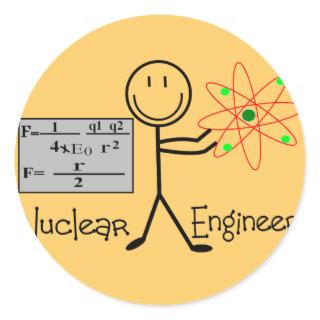 Nuclear Engineer Gifts--Stick People Humor Classic Round Sticker