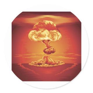Nuclear explosion mushroom cloud classic round sticker