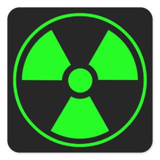 Nuclear Radioactive Radiation Symbol in green Square Sticker