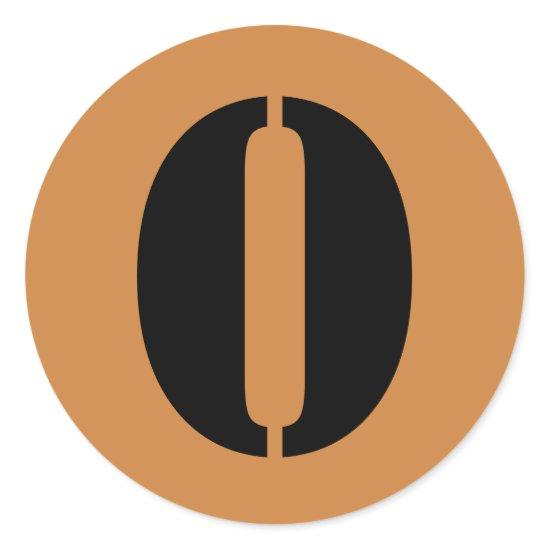 Number 0 Zero Peru Gold Stencil Numbers by Janz Classic Round Sticker