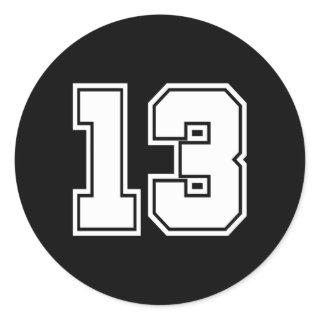 Number 13 No Thirn 13 Sports Player Classic Round Sticker