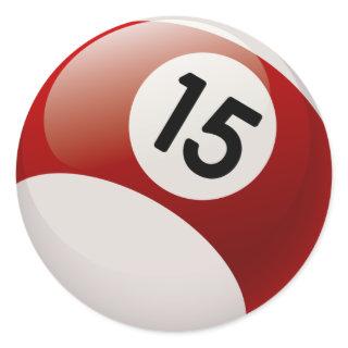 NUMBER 15 BILLARDS BALL CLASSIC ROUND STICKER