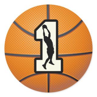 Number 1 Basketball and Player Classic Round Sticker